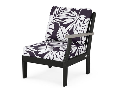 POLYWOOD® Braxton Modular Right Arm Chair in Black / Driftwood / Leaf Navy