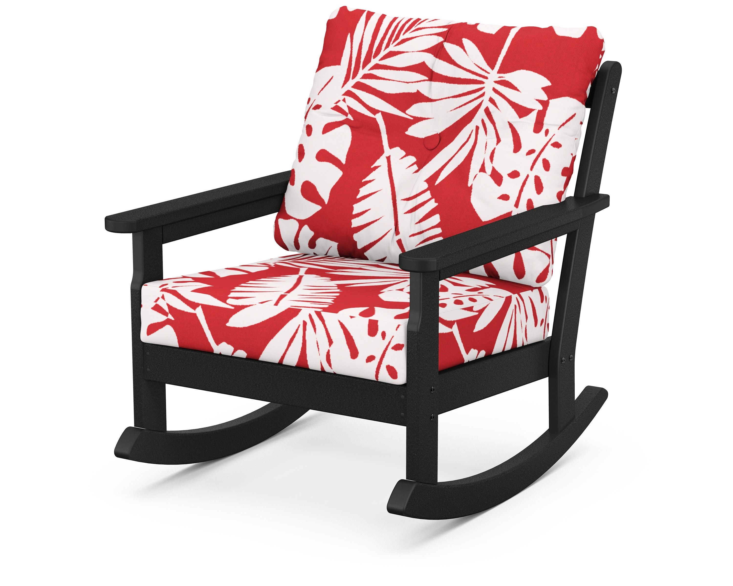 POLYWOOD® Vineyard Deep Seating Rocking Chair in Black / Leaf Crimson