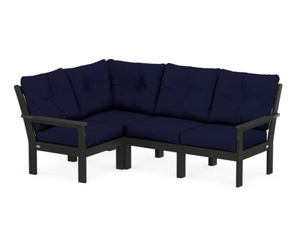 POLYWOOD® Vineyard 4-Piece Sectional in Black / Navy