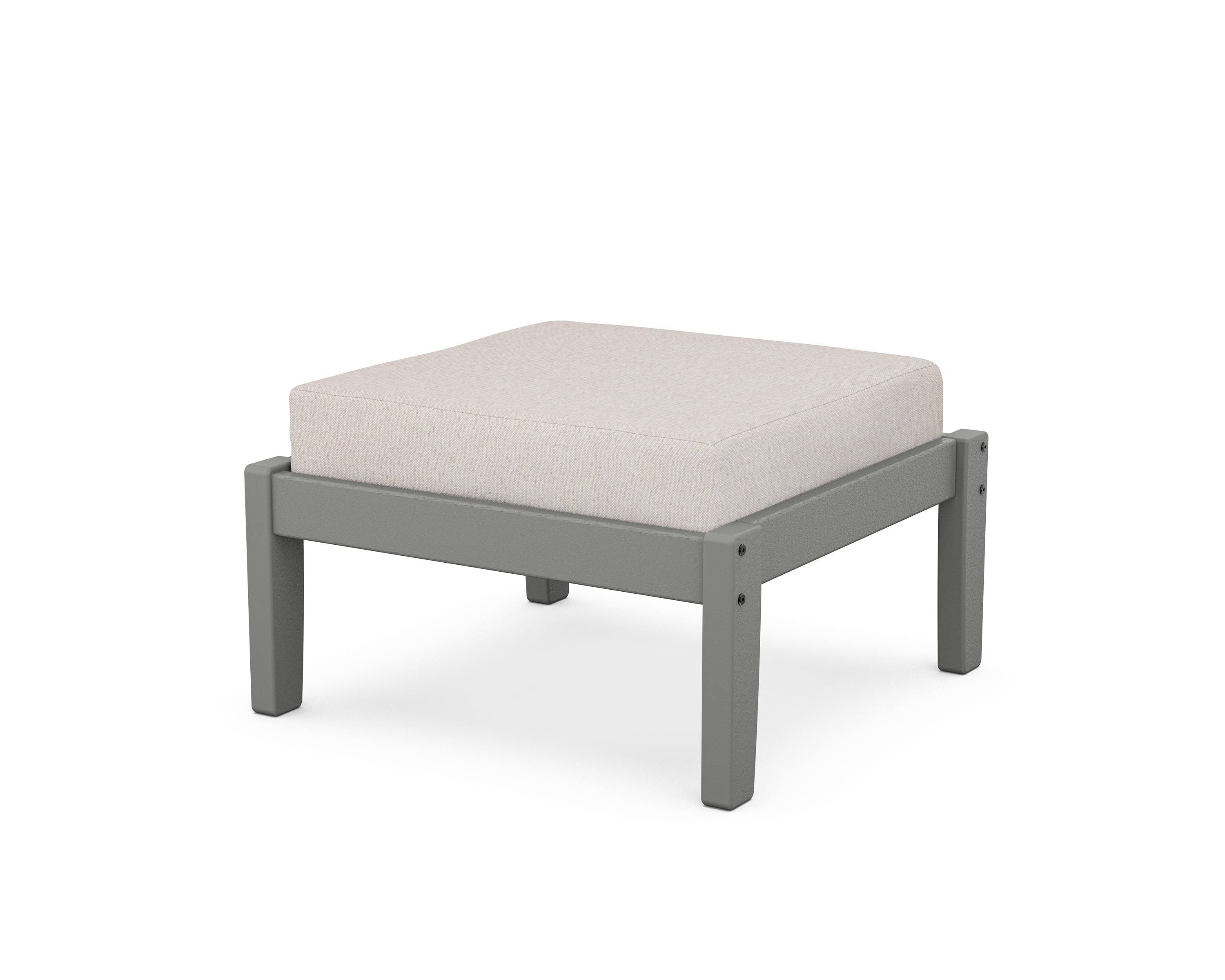 Unbranded Deep Seating Ottoman in Slate Grey / Dune Burlap