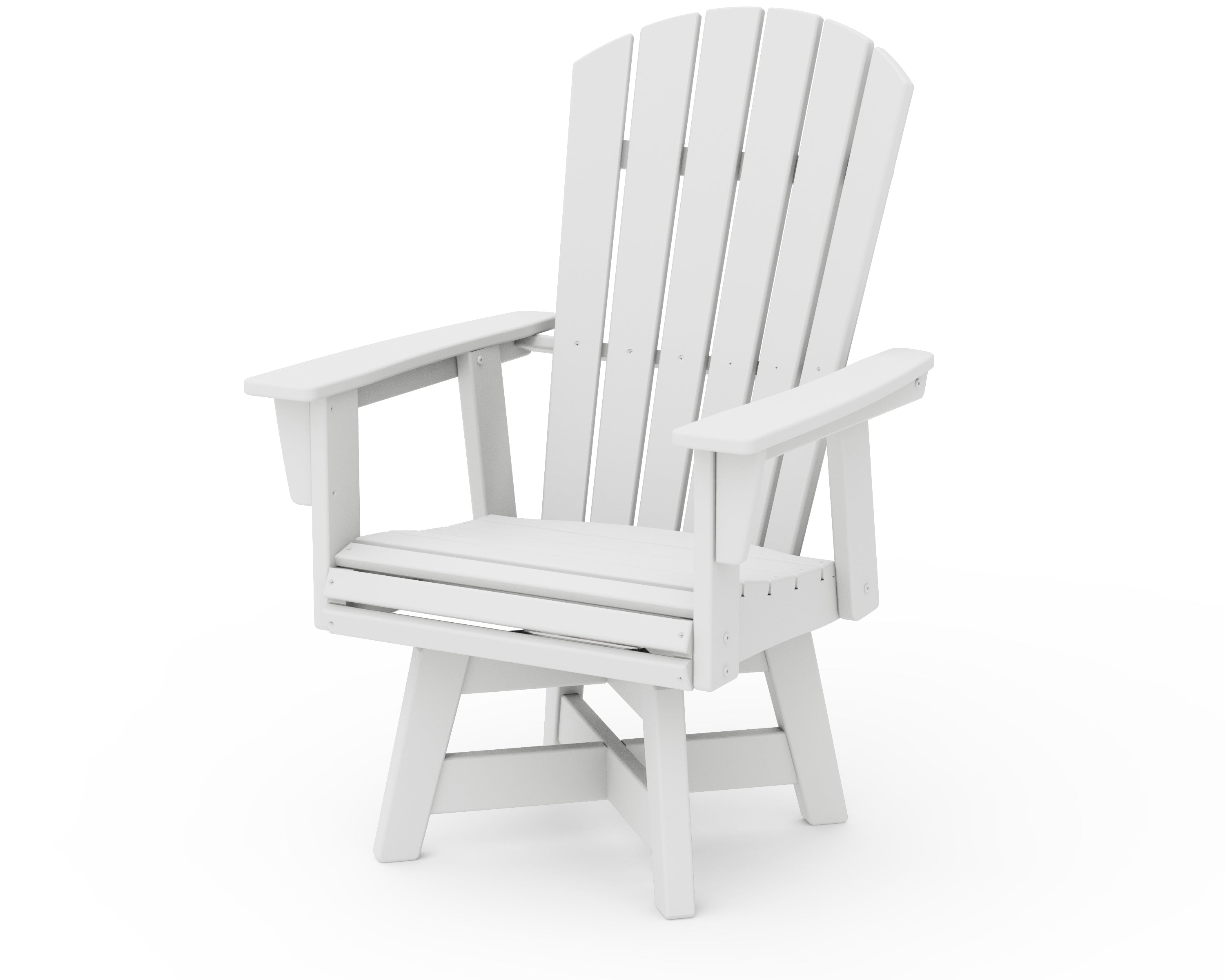 POLYWOOD® Nautical Curveback Adirondack Swivel Dining Chair in White