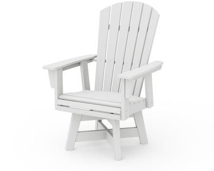 POLYWOOD® Nautical Curveback Adirondack Swivel Dining Chair in White