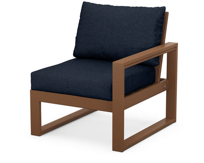 POLYWOOD® EDGE Modular Right Arm Chair in Teak / Marine Indigo