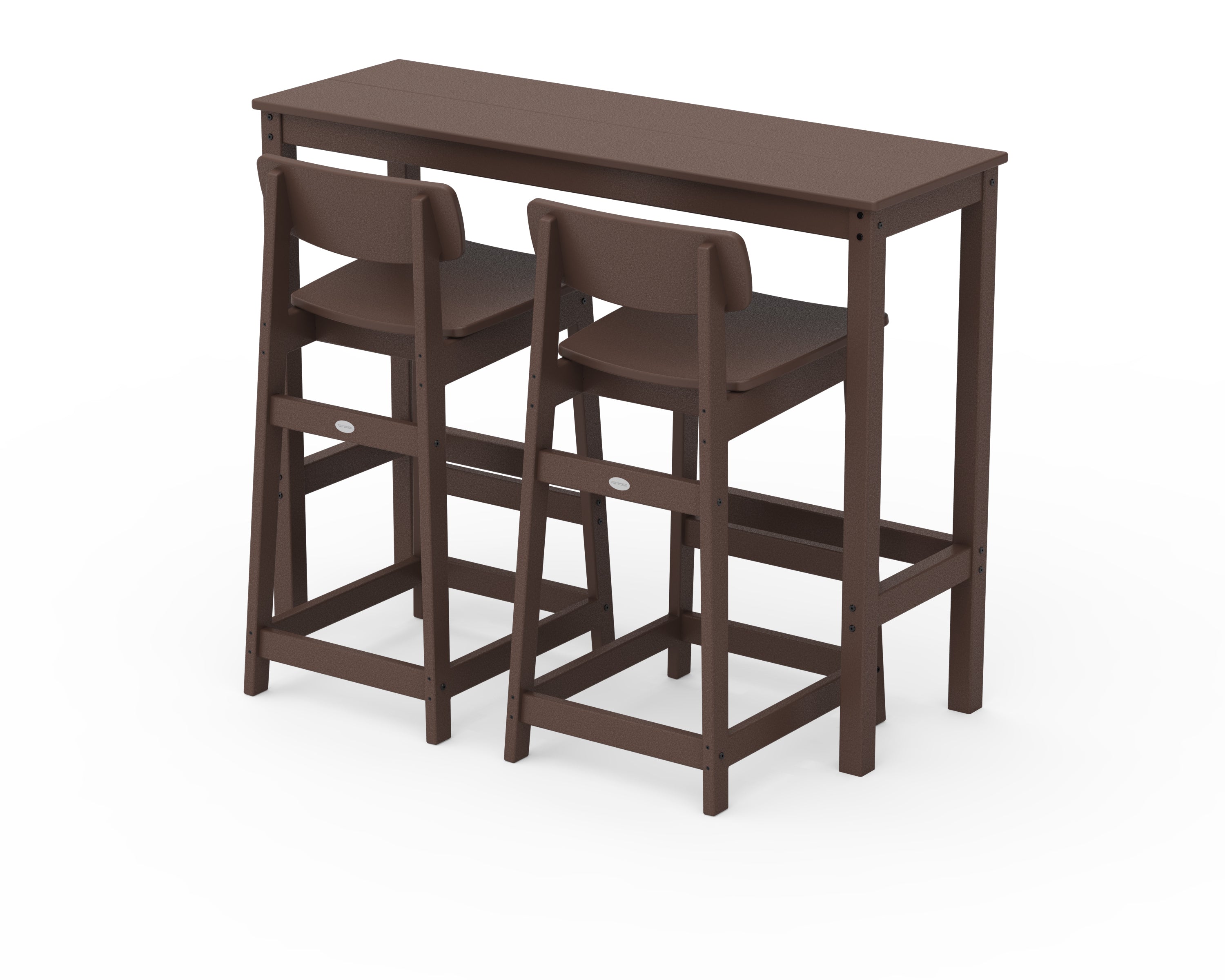 POLYWOOD® Modern Studio Urban Lowback Bar Chair 3-Piece Balcony Set in Mahogany