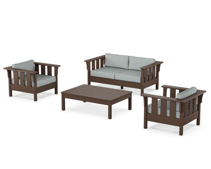 Martha Stewart by POLYWOOD® Acadia 4-Piece Deep Seating Set with Loveseat in Mahogany / Spa