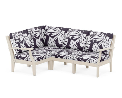 POLYWOOD® Braxton Modular 4-Piece Deep Seating Set in Sand / Leaf Navy