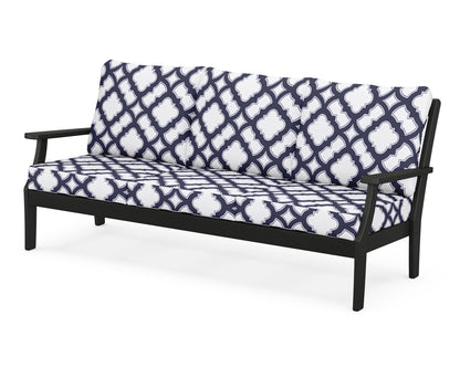 POLYWOOD® Braxton Deep Seating Sofa in Black / Trellis Navy