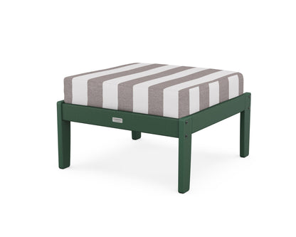 Country Living Cottage Deep Seating Ottoman in Green / Cabana Stripe Grey Mist
