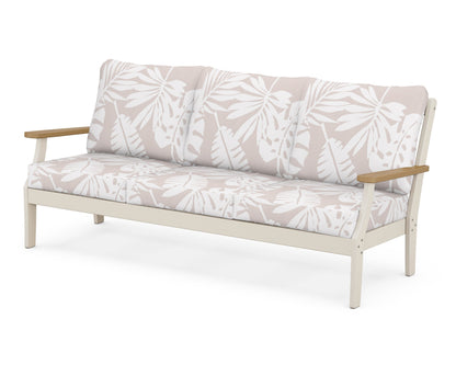 POLYWOOD® Braxton Deep Seating Sofa in Sand / Natural / Leaf Dune Burlap