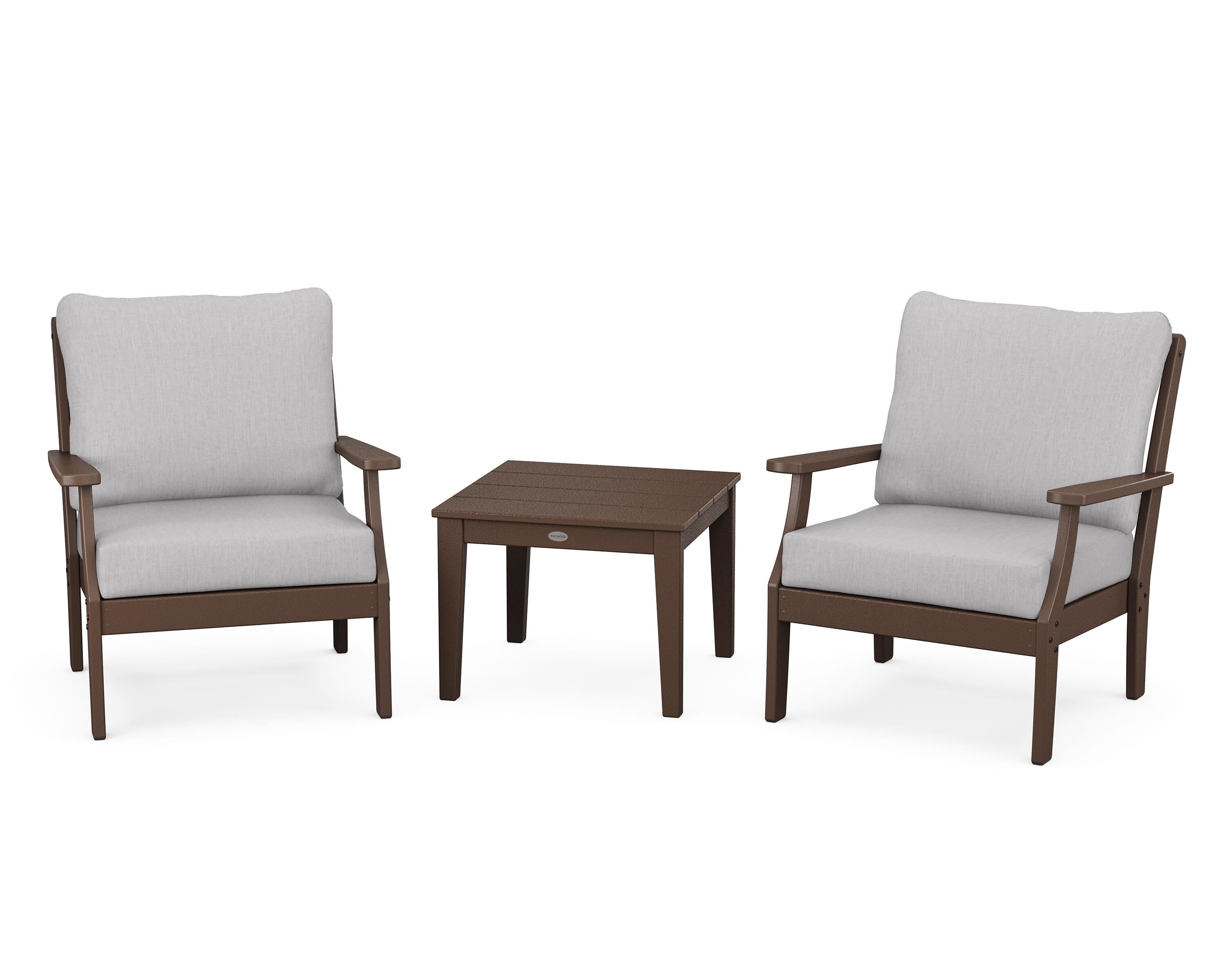 POLYWOOD® Braxton 3-Piece Deep Seating Set in Mahogany / Granite