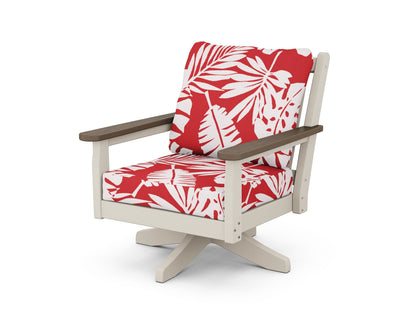 POLYWOOD® Chippendale Deep Seating Swivel Chair in Sand / Kona / Leaf Crimson