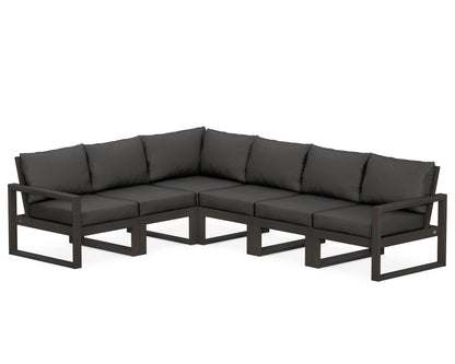 POLYWOOD® EDGE 6-Piece Modular Deep Seating Set in Vintage Coffee / Spectrum Carbon