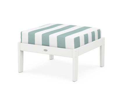 POLYWOOD® Braxton Deep Seating Ottoman in White / Cabana Stripe Glacier Spa