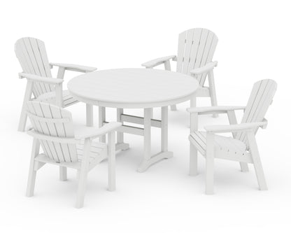 POLYWOOD® Seashell 5-Piece Round Farmhouse Dining Set in White