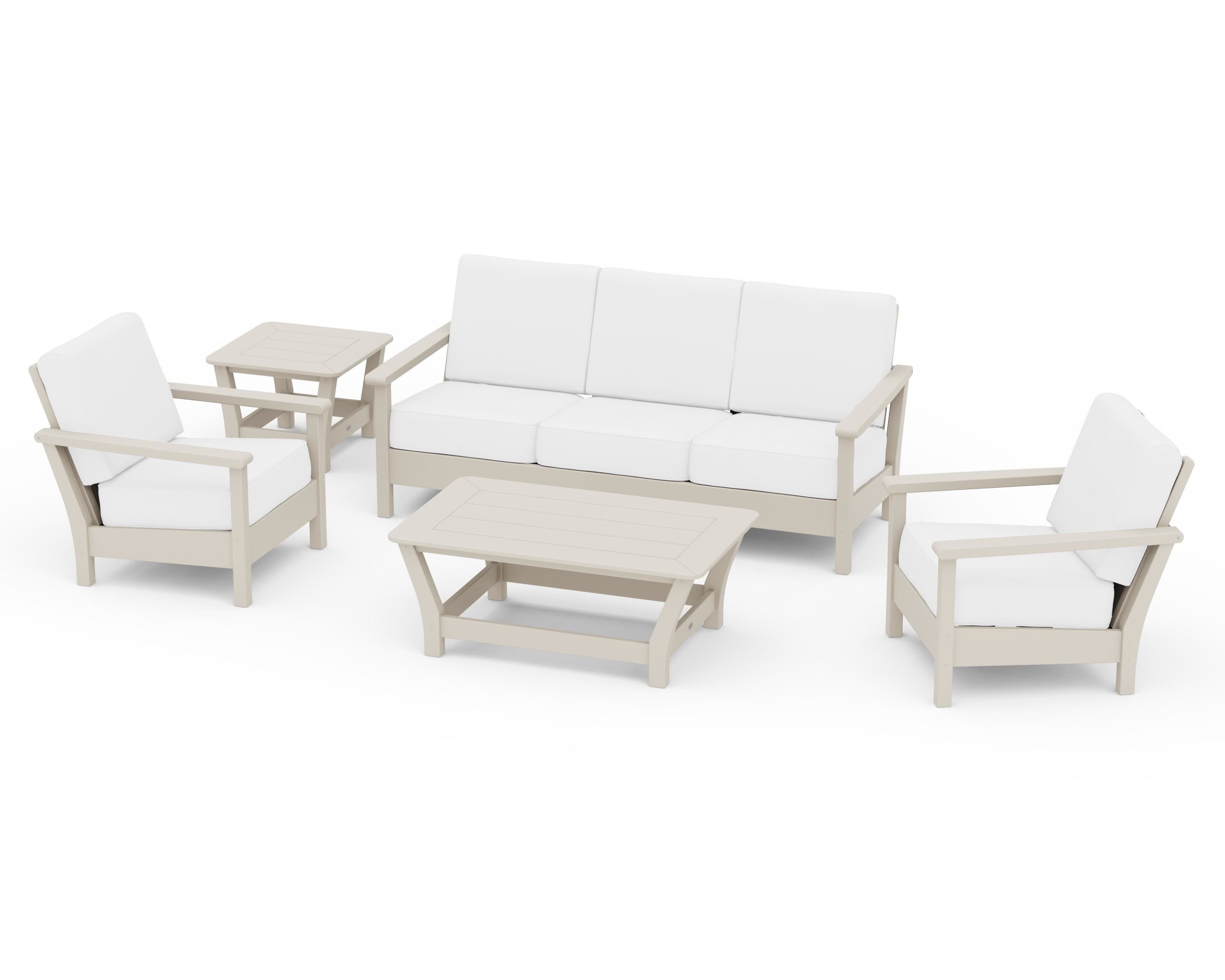 POLYWOOD® Harbour 5-Piece Deep Seating Set in Sand / Natural