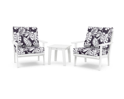 POLYWOOD® Lakeside 3-Piece Deep Seating Chair Set in White / Leaf Navy