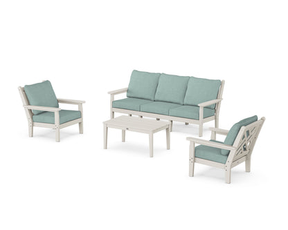 POLYWOOD® Chippendale 4-Piece Deep Seating Set with Sofa in Sand / Glacier Spa