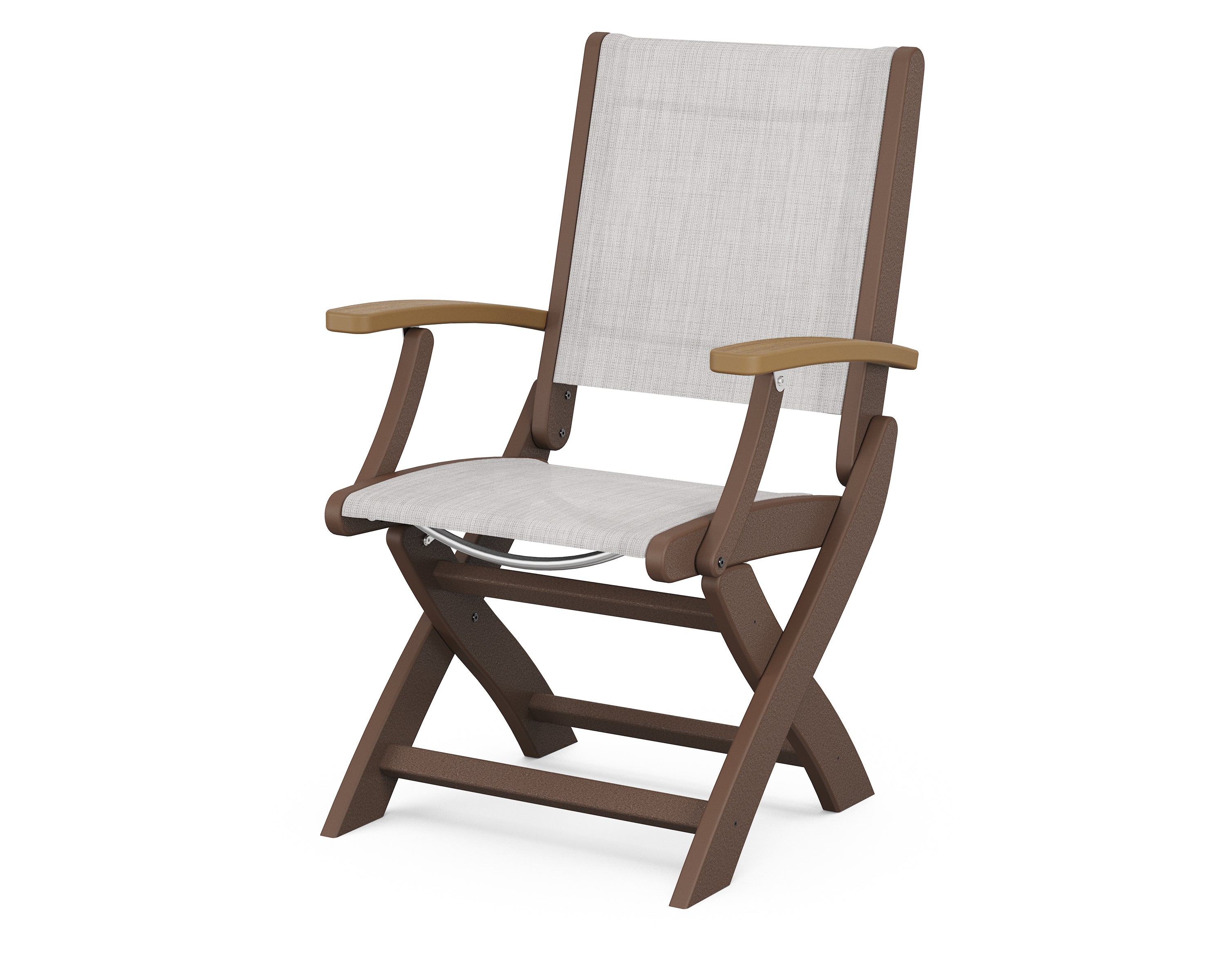 POLYWOOD® Coastal Folding Chair in Mahogany / Natural / Parchment Sling