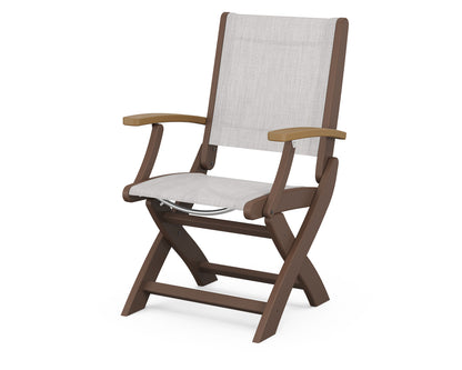 POLYWOOD® Coastal Folding Chair in Mahogany / Natural / Parchment Sling