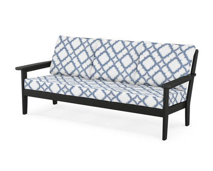 Country Living Cottage Deep Seating Sofa in Black / Trellis Sky Blue