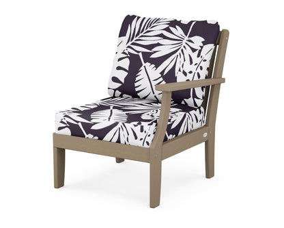 POLYWOOD® Braxton Modular Right Arm Chair in Vintage Sahara / Leaf Navy
