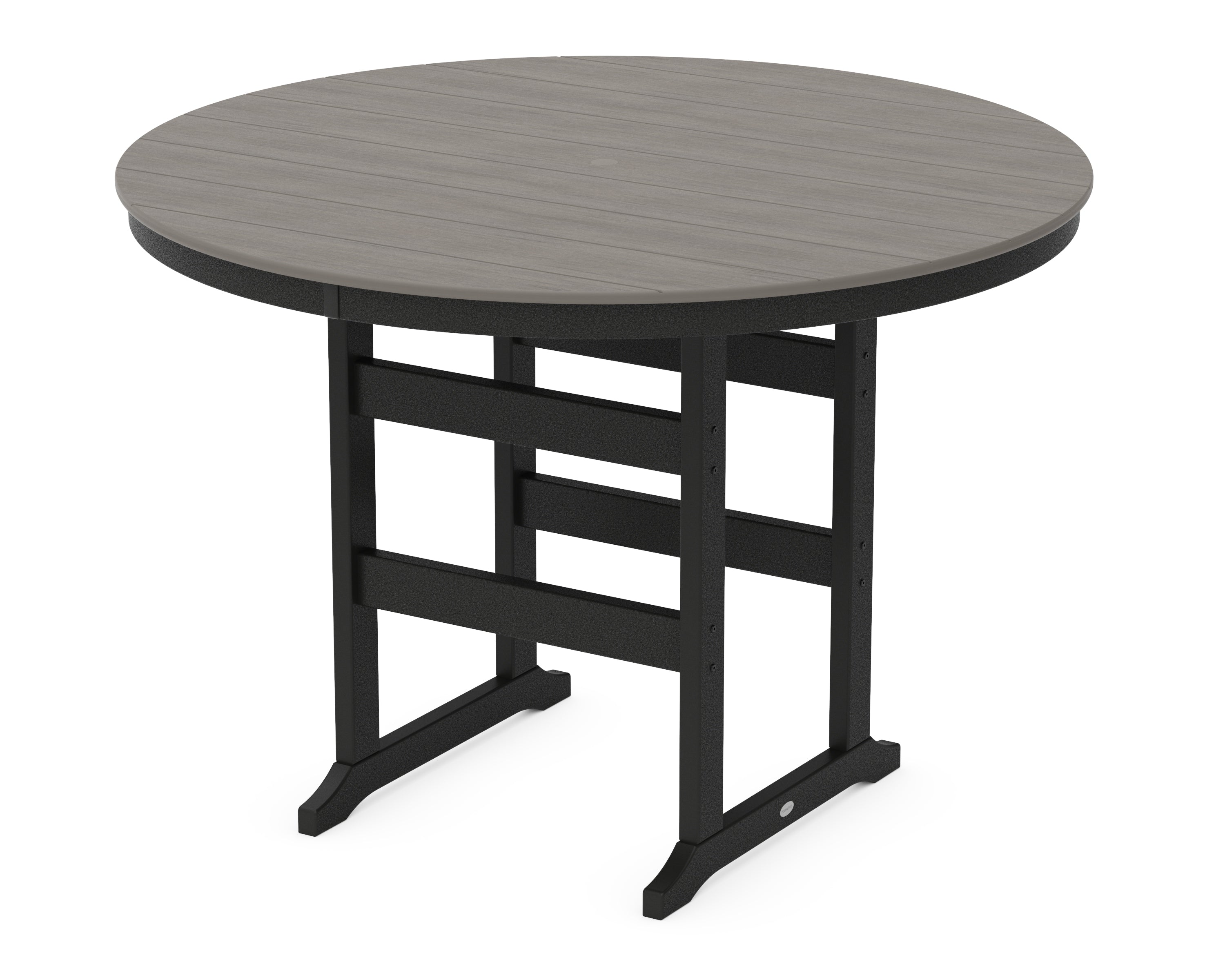POLYWOOD® 60" Round Farmhouse Bar Table in Black / Driftwood