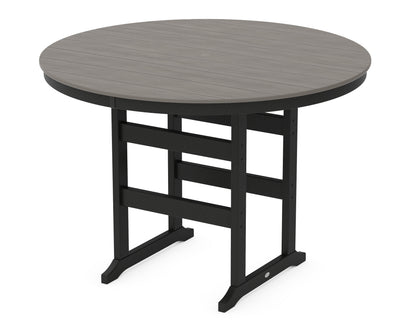 POLYWOOD® 60" Round Farmhouse Bar Table in Black / Driftwood