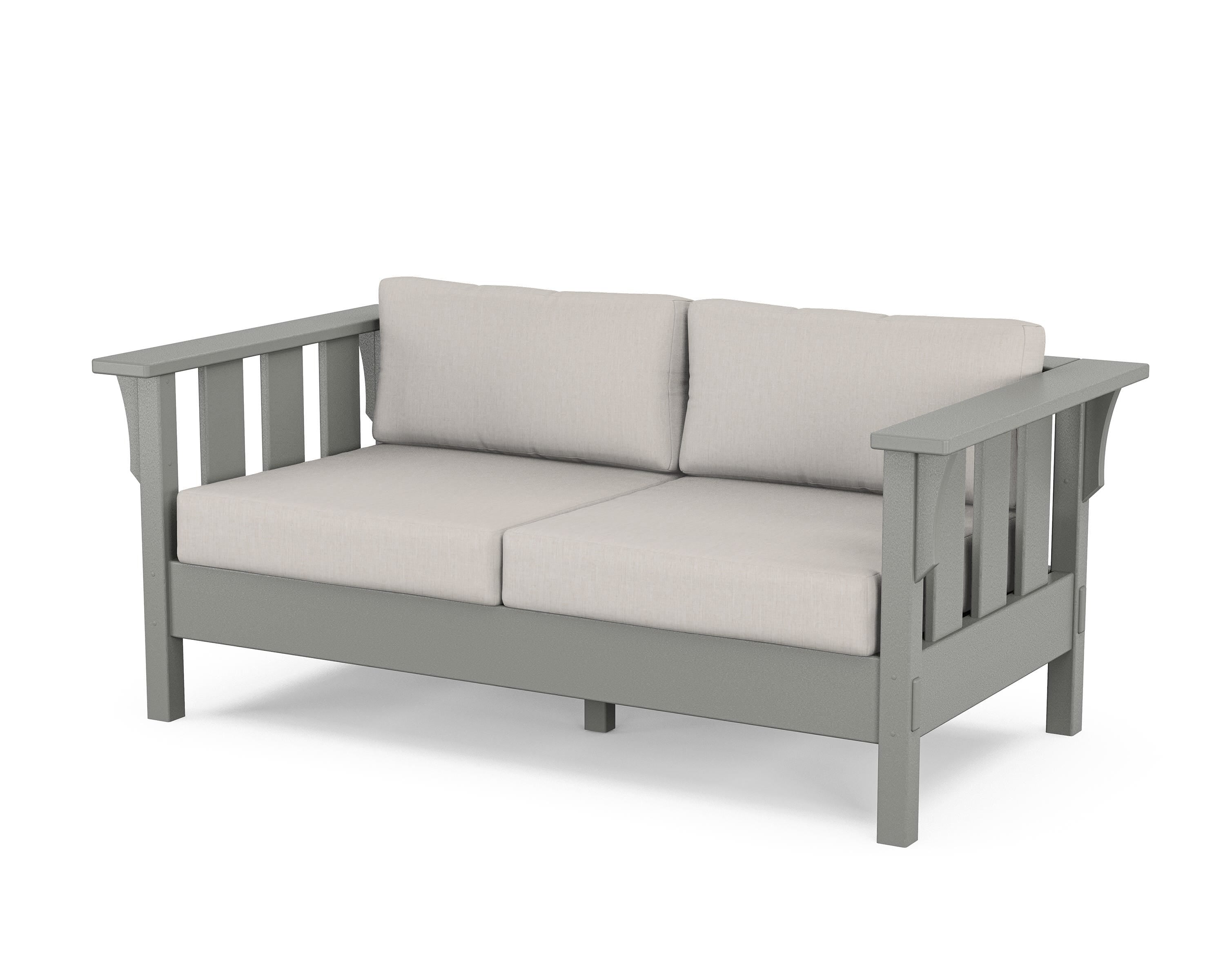Martha Stewart by POLYWOOD® Acadia Deep Seating Loveseat in Slate Grey / Cast Ash