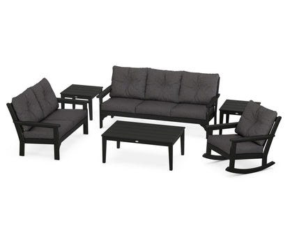 POLYWOOD® Vineyard 6-Piece Deep Seating Set in Black / Ash Charcoal