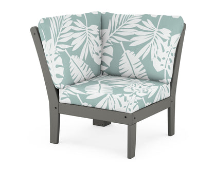 POLYWOOD® Braxton Modular Corner Chair in Slate Grey / Leaf Glacier Spa