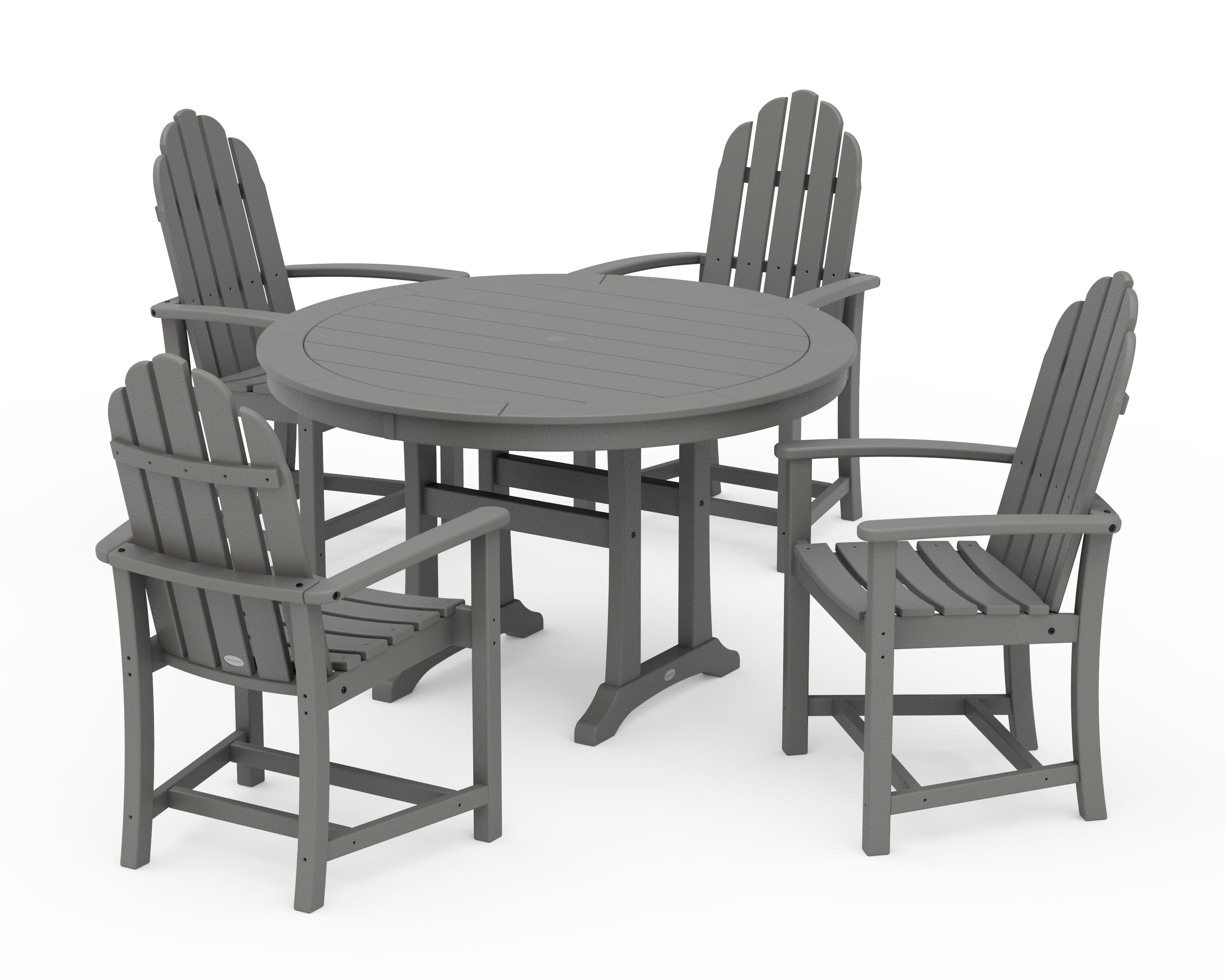 POLYWOOD® Classic Adirondack 5-Piece Round Dining Set with Trestle Legs in Slate Grey