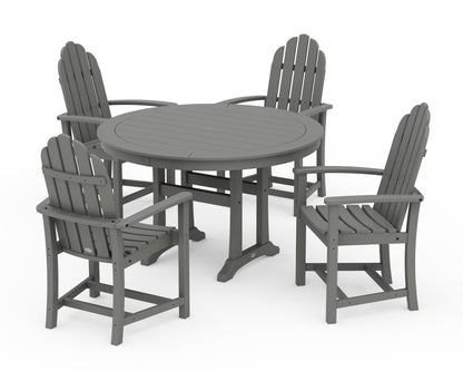POLYWOOD® Classic Adirondack 5-Piece Round Dining Set with Trestle Legs in Slate Grey