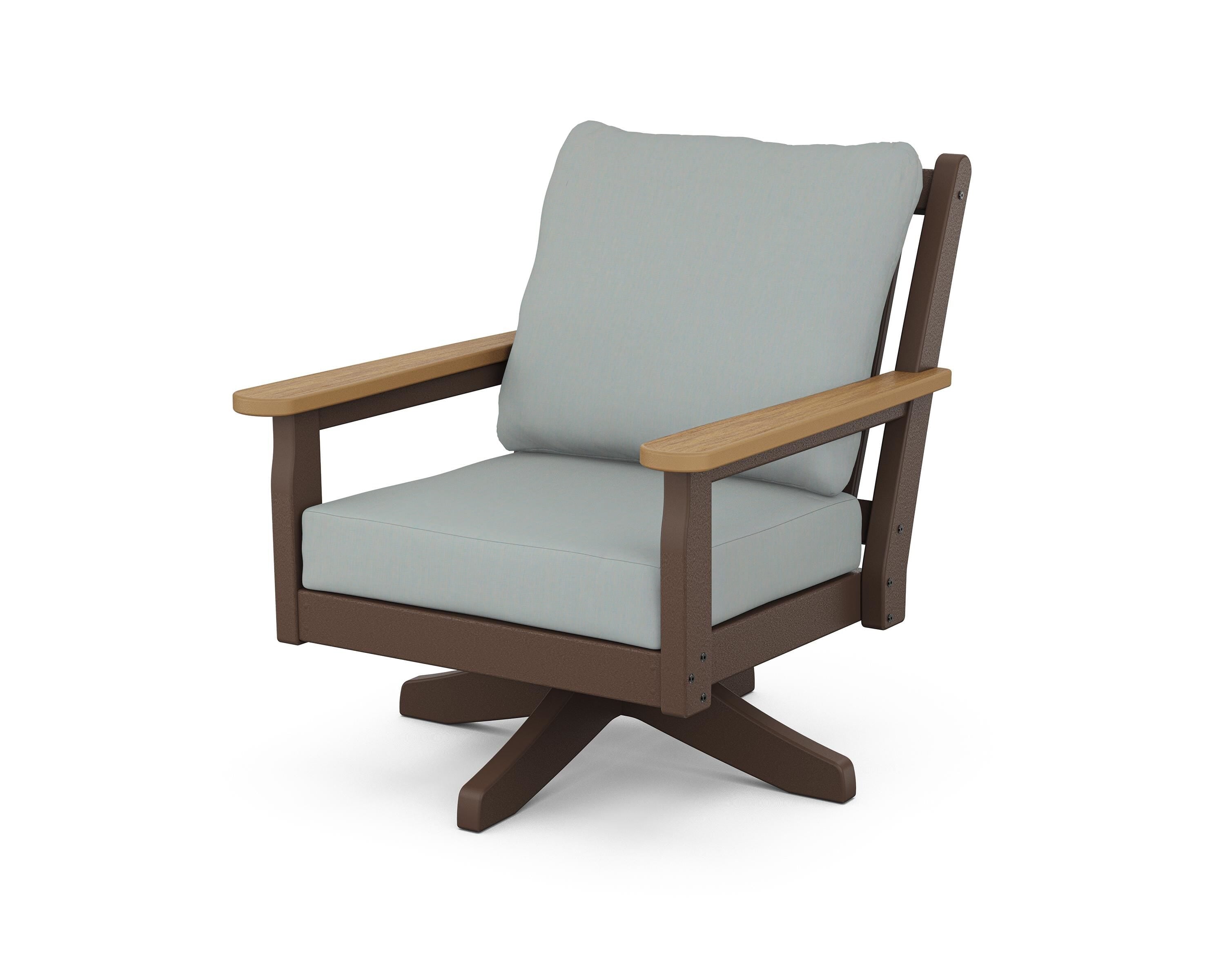 POLYWOOD® Chippendale Deep Seating Swivel Chair in Mahogany / Natural / Spa