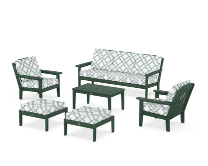 Country Living Cottage 6-Piece Lounge Sofa Set in Green / Trellis Glacier Spa