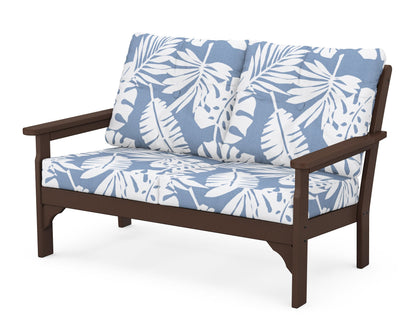 POLYWOOD® Vineyard Deep Seating Loveseat in Mahogany / Leaf Sky Blue