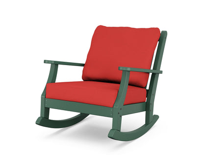 Country Living Wovendale Deep Seating Rocking Chair in Green / Crimson Linen