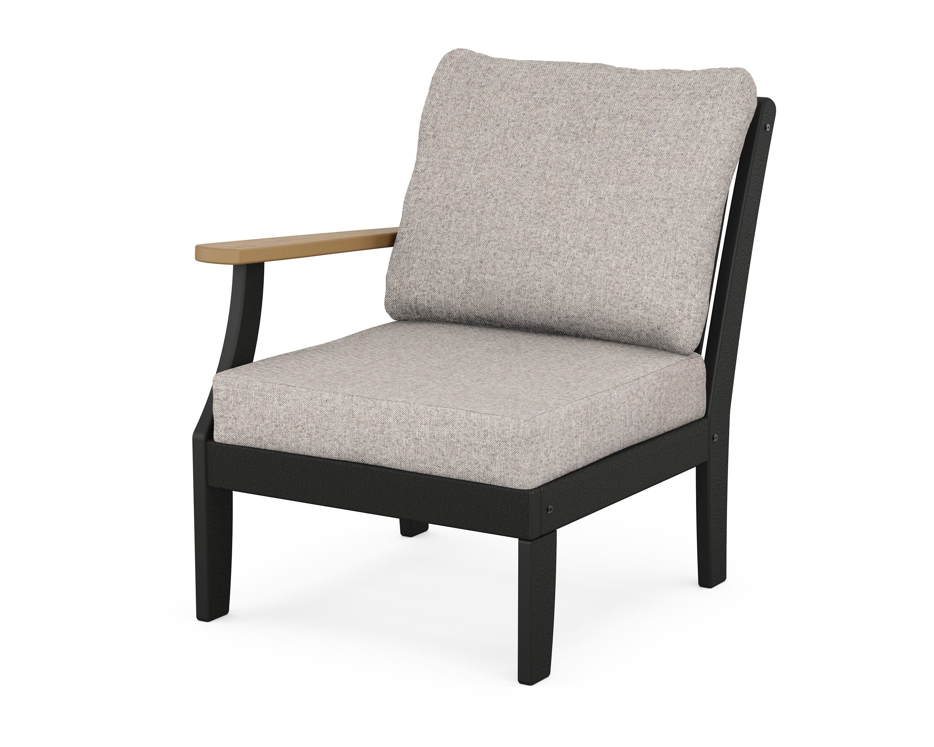 POLYWOOD® Braxton Modular Left Arm Chair in Black / Natural / Weathered Tweed