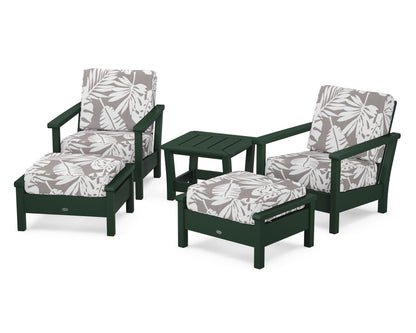 POLYWOOD® Harbour 5-Piece Deep Seating Chair Set in Green / Leaf Grey Mist