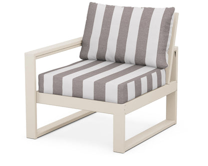 POLYWOOD® EDGE Modular Left Arm Chair in Sand / Cabana Stripe Grey Mist