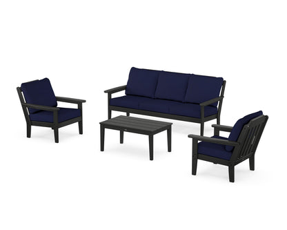 Country Living Cottage 4-Piece Deep Seating Set with Sofa in Black / Navy