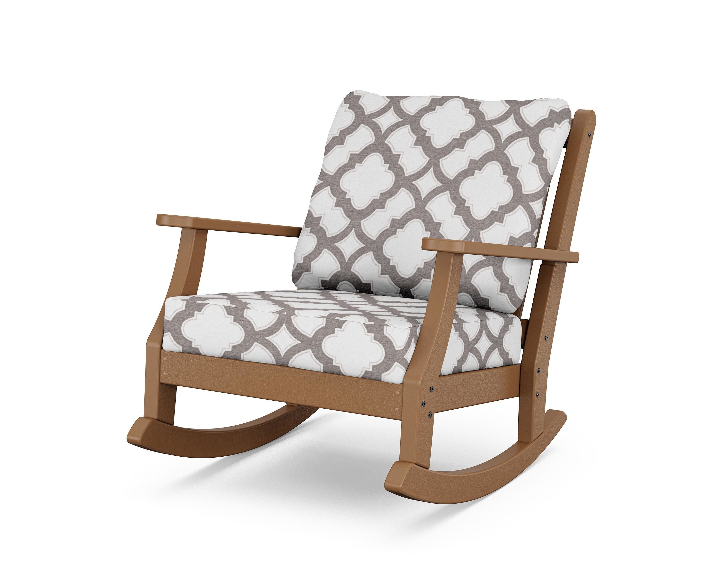 Country Living Wovendale Deep Seating Rocking Chair in Teak / Trellis Grey Mist