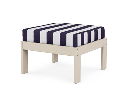 POLYWOOD® Vineyard Modular Ottoman in Sand / Cabana Stripe Navy