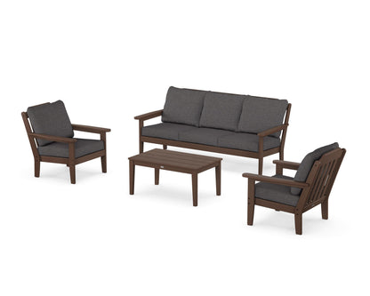 Country Living Cottage 4-Piece Deep Seating Set with Sofa in Mahogany / Ash Charcoal