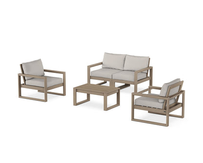 POLYWOOD® EDGE Sectional 4-Piece Deep Seating Set with Loveseat in Vintage Sahara / Cast Ash