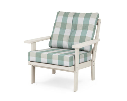 POLYWOOD® Prairie Deep Seating Chair in Sand / Buffalo Plaid Glacier Spa