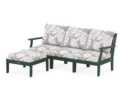 POLYWOOD® Braxton Modular 4-Piece Deep Seating Set with Ottoman in Green / Leaf Grey Mist