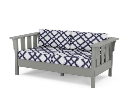 Martha Stewart by POLYWOOD® Acadia Deep Seating Loveseat in Slate Grey / Trellis Navy