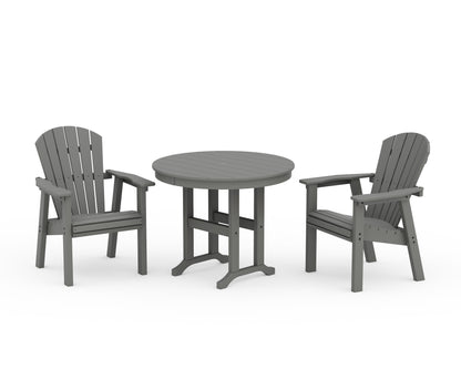 POLYWOOD® Seashell 3-Piece Round Farmhouse Dining Set in Slate Grey