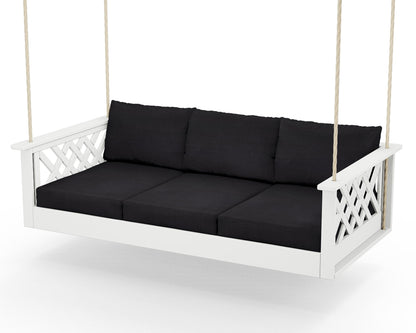 Country Living Wovendale Daybed Swing in White / Midnight Linen