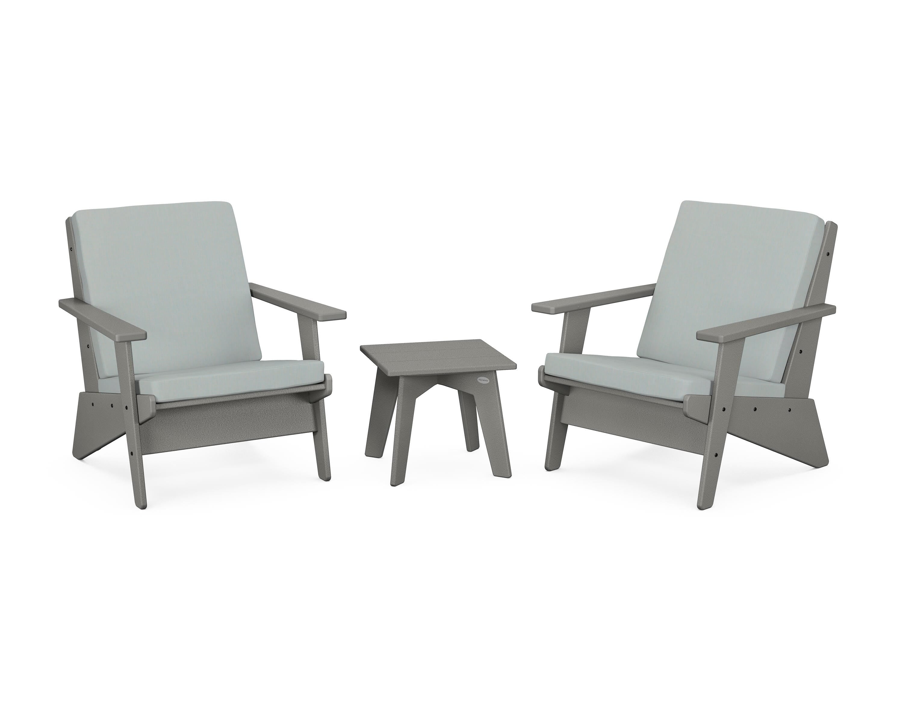 POLYWOOD® Riviera Modern Lounge 3-Piece Set in Slate Grey / Spa
